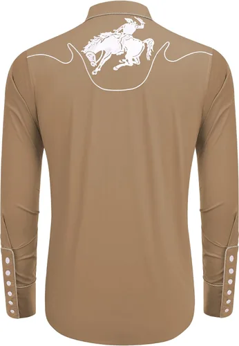 Vista 3 de COOFANDY Men's Western Shirts Long Sleeve Slim Fit Embroideres Cowboy Casual Button Down Shirt