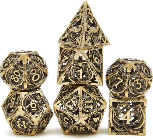 Vista 2 de DND - Juego de dados de metal, dados poliédricos de Calabozos y Dragones, juego de dados poliédricos para juegos de rol, juego de dados poliédricos