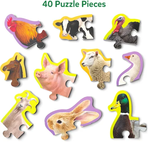 Vista 6 de Skillmatics Rompecabezas Paso a Paso – Rompecabezas de 40 Piezas y Rompecabezas para Niños Pequeños, Animales de Granja, Rellenos de Calcetines