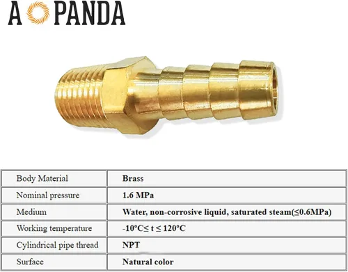 Vista 4 de AOPANDA Colocaciones de manguera de púas de latón 1/4" manguera ID Barb x 3/8 macho NPT adaptador de tubo