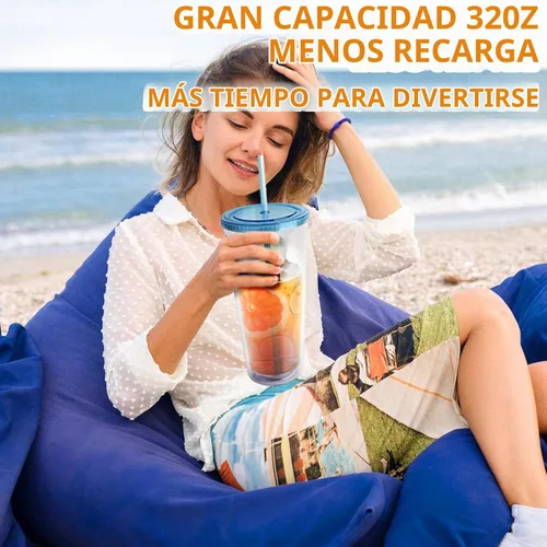 Vista 6 de Zukro Vaso acrílico transparente con pajita y tapa de 32 oz, vaso de plástico reutilizable aislado de doble pared para café helado, vaso para llevar