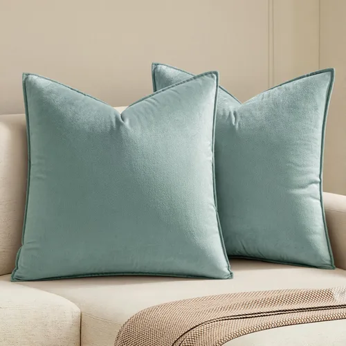 Vista 24 de MIULEE Paquete de 2 fundas de cojín decorativas de terciopelo suave, cuadradas, unicolor, para sofá, dormitorio, automóvil, 16 x 16 pulgadas