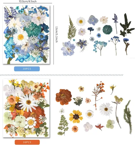 Vista 6 de 184 PCS Real Pressed Dried Flowers and Leaves for Resin Multi