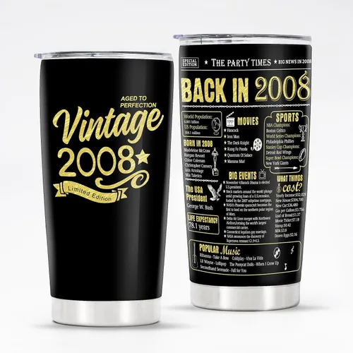 Vista 25 de Vasos de feliz cumpleaños 95 para hombres y mujeres, regalos de acero inoxidable en el año 1931, regalo de cumpleaños de 95 años para esposa