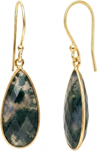 Vista 20 de Gempires - Aretes largos de gota con piedras preciosas facetadas para mujer