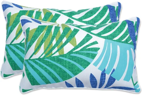 Vista 23 de Pillow Perfect Almohadas lumbares Delray azul marino para exteriores/interiores, 11.5 x 18.5 pulgadas, paquete de 2