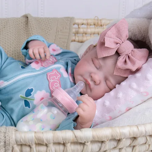 Vista 3 de Aori Muñecas Reborn de bebé realistas de 20 pulgadas, muñeca recién nacida de niña durmiendo ultra realista con cuerpo ponderado y muñeca de vinilo
