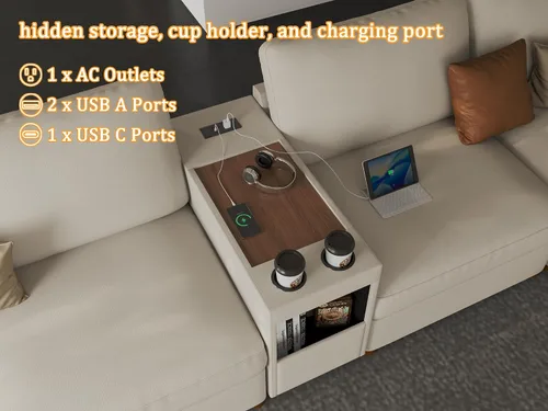 Vista 5 de EASE MOOSE Sofá modular seccional, sofá en forma de U para sala de estar Beige