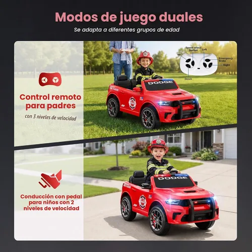 Vista 6 de Licensed Dodge Durango Pursuit 12V Fire & Rescue Ride On Car