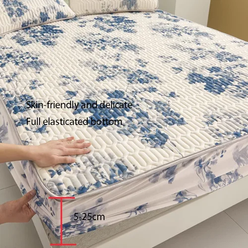 Vista 2 de FCLDESHOP Sábanas de bolsillos profundos, sábana bajera con estampado de látex fresco grueso de verano, protector de colchón de animé de dibujos