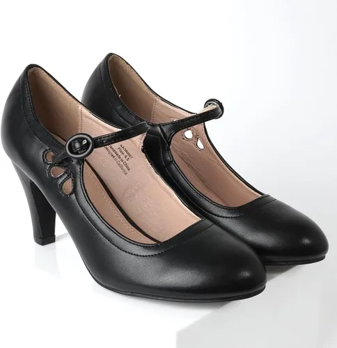 Vista 7 de J. Adams Pixie Mary Jane - Zapatos Oxford para mujer, bonitos tacones altos de gatito, zapatos retro vintage para mujer de los años 50, zapatos