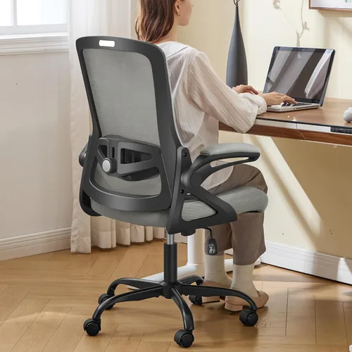 Vista 17 de Silla de Oficina Ergonómica, Silla de Escritorio con Soporte Lumbar Ajustable, Sillas de Computadora Cómodas de Malla Transpirable con Reposabrazos