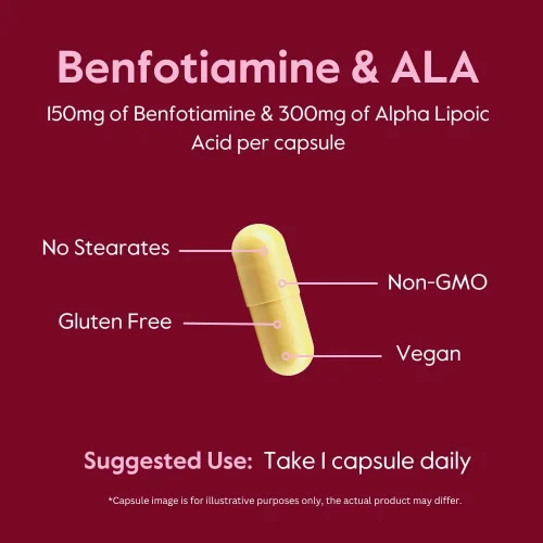 Vista 5 de BESTVITE Benfotiamina 150mg / Ácido alfa lipoico 300 mg (120 cápsulas vegetarianas) – Sin estearatos – Vegano – Sin gluten – Sin OMG