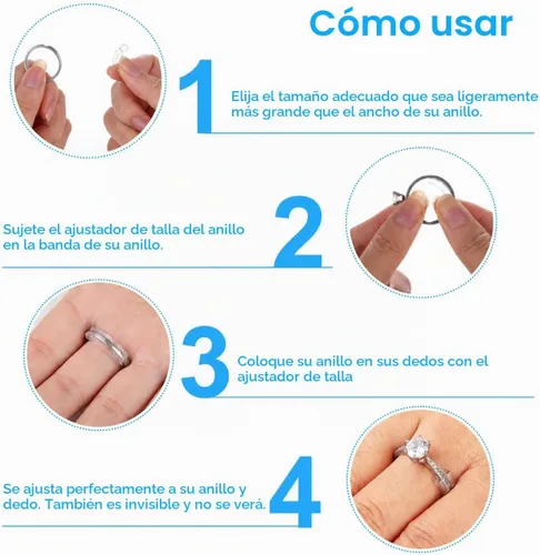 Vista 4 de Ajustador de tamaño de anillo invisible, paquete de 24, 12 tamaños