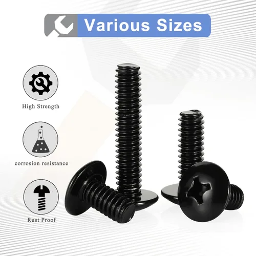 Vista 5 de #10-24 x 5/8" Tornillos de máquina de cabeza de brida, rosca completa, acero inoxidable 18-8, acabado negro, cantidad 50