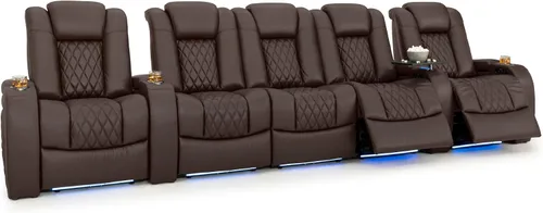 Vista 132 de Seatcraft Asiento de cine en casa Diamante Marrón Reclinable Individual