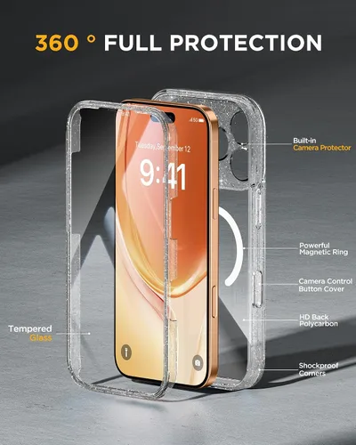 Vista 131 de Miracase Serie de vidrio para iPhone 11 de 6.1 pulgadas, funda protectora de cuerpo completo resistente mejorada con protector de pantalla de vidrio