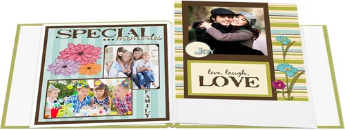 Vista 2 de Pioneer Photo Albums MB-88EVF/L 20 Page Designer Printed Raised Frame Leaves Cover Scrapbook for 8 by 8-Inch Pages, Clear,White (Pack of 4)