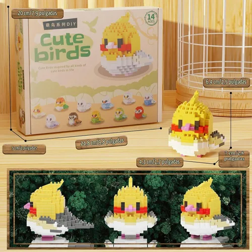 Vista 3 de Lindos juegos de bloques de construcción de loro micro mini no compatibles Pájaros