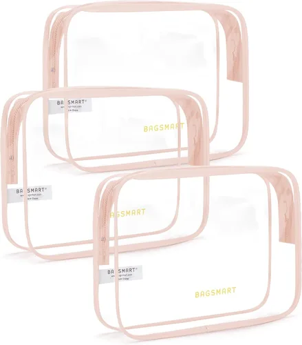 Vista 15 de BAGSMART Neceser transparente con asa, paquete de 2 unidades, aprobado por Negro Absoluto