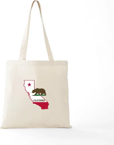 Vista 5 de CafePress CALI STATE W BEAR - Bolsa reutilizable de lona beige natural