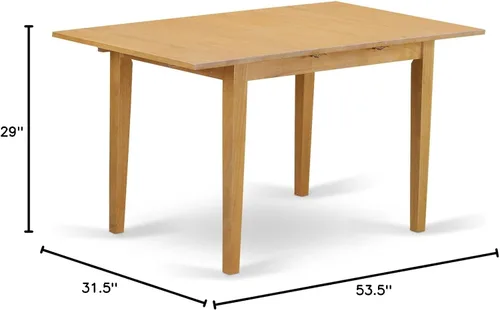 Vista 4 de East West Furniture ANFT-OAK-T Norfolk - Mesa de cocina rectangular con tapa de mariposa, 32x54 pulgadas, roble
