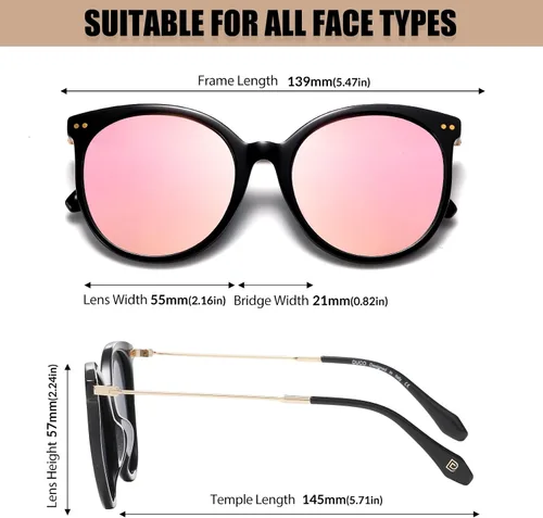 Vista 3 de DUCO Gafas de sol clásicas redondas polarizadas para mujer, gafas de sol retro UV400, DC2340
