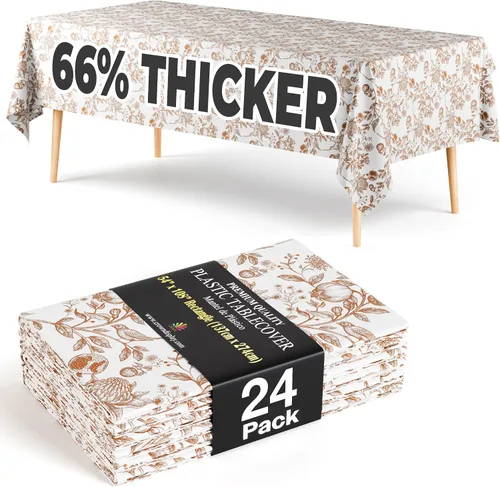 Vista 78 de Exquisite Mantel rectangular de plástico de alta calidad, 66% más grueso, 0.5 mil, paquete de 6 manteles desechables color aguamarina de 54 x 108