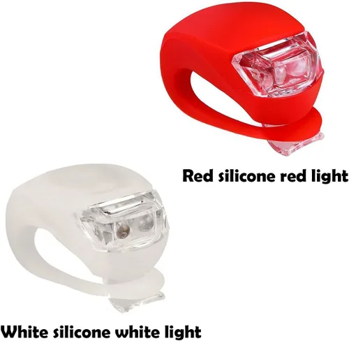 Vista 3 de Malker Luz de Bicicleta Delantera y Trasera Juego de Luces LED de Silicona para Bicicleta - Faro Delantero y Luz Trasera de Bicicleta, Impermeables