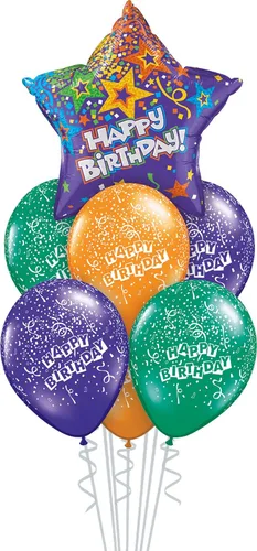 Vista 7 de Qualatex Caja de 7 piezas de ramo de globos, círculos de primer cumpleaños Stars-Boy