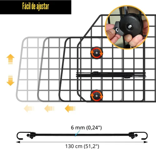 Vista 4 de Barreras de coche para perros Gtongoko para SUV, vehículos, coches, camiones, mallas de alambre ajustables mejoradas para mascotas, universales