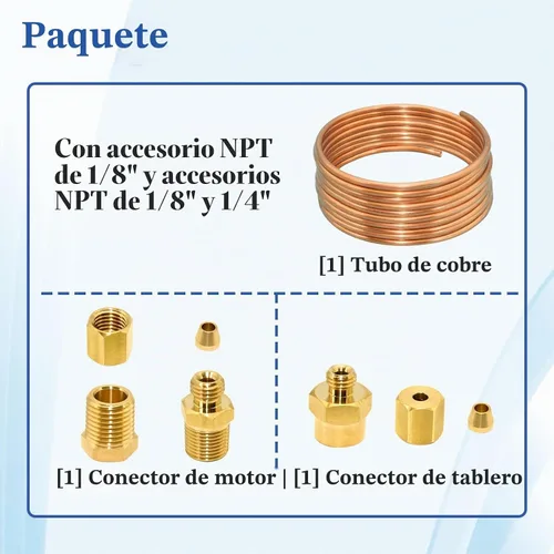 Vista 6 de Kit de tubos de manómetro de aceite de 72 pulgadas, juego de tubo de cobre y piezas roscadas, ajuste universal 1 set