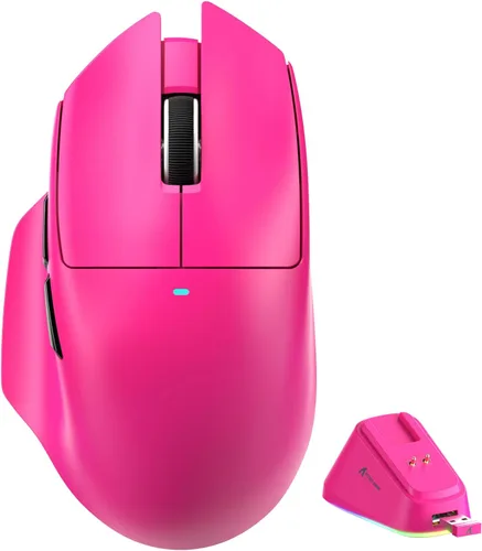 Vista 14 de ATTACK SHARK V6 - Mouse inalámbrico para juegos de 2.29 oz con base de carga magnética RGB, BT/2.4G inalámbrico/con cable, sondeo 1K, sensor PixArt