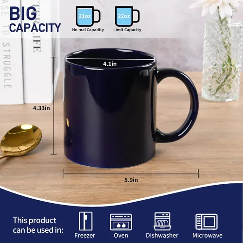 Vista 2 de BYCNZB Juego de 4 tazas de café de cerámica súper grandes de 22 onzas (cobbalto)