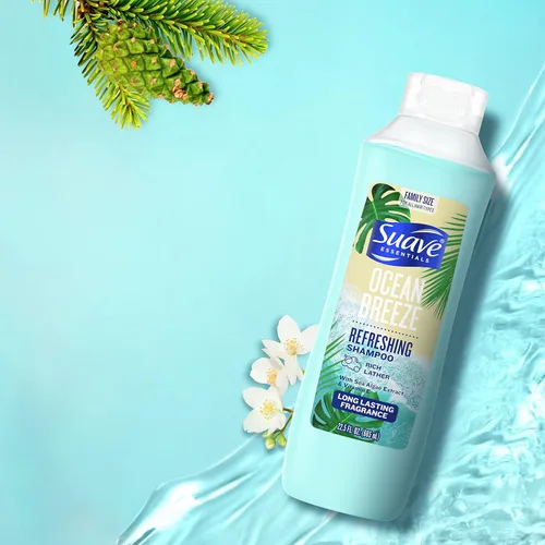 Vista 10 de Suave Essentials Champú refrescante, infundido con extracto de algas marinas y vitamina E, champú para el cabello Ocean Breeze con una fragancia