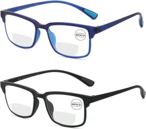 Vista 10 de CARA Premium 2 Pack Gafas de Lectura Progresivas Multifocales, Marco TR90 Ligero Anti-luz Azul para Computadora, Estándar para Rango de Distancia