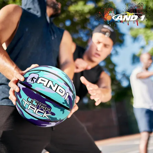 Vista 6 de AND1 Balón de Baloncesto Ultra Grip: Tamaño Reglamentario Oficial 7 (29.5 pulgadas) de Goma - Construcción de Canal Profundo Streetball, Hecho