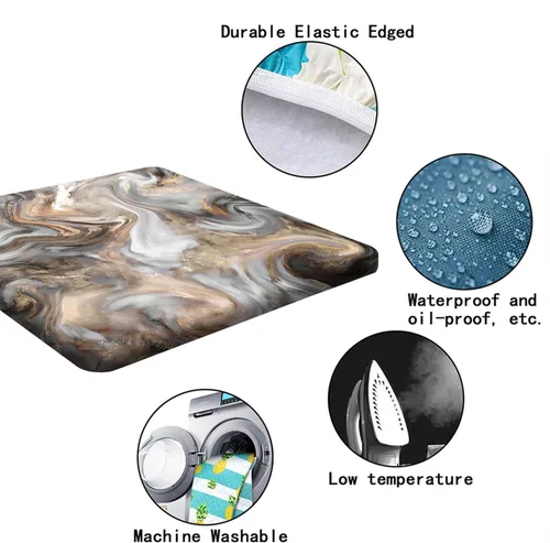 Vista 5 de RenteriaDecor Manteles Cuadrados de Mesa de Mármol con Ajuste, Textura de Marmoleado Retro Impermeable de Limpieza Fácil con Borde Elástico