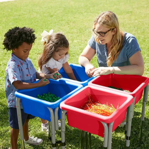 Vista 7 de ECR4Kids Mesas modulares de juego con arena y agua con tapas, varios colores, Multi Color, 1 Azul /Rojo