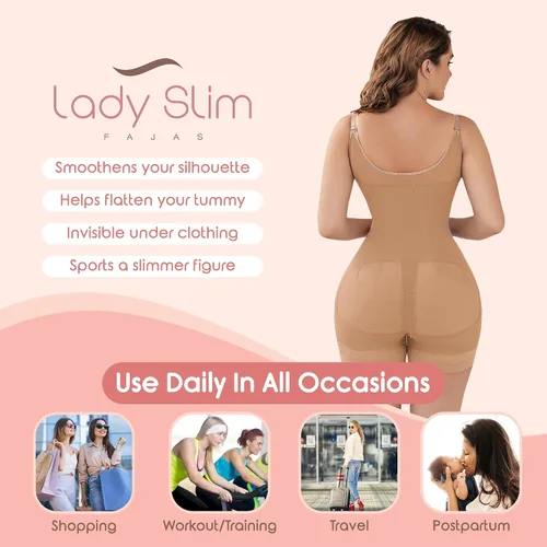 Vista 5 de LadySlim Fajas Colombianas 619 Reductoras y Moldeadoras Mujer Levanta Cola Postparto Faja Colombiana Cacao B S
