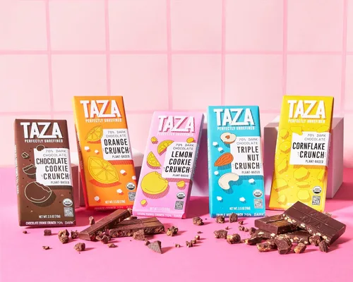 Vista 5 de Taza Chocolate Barras orgánicas suaves y crujientes 70% molidas a piedra, galletas de chocolate crujientes de 2.5 onzas (10 unidades), veganas