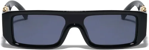 Vista 2 de Dweebzilla Gafas de sol rectangulares retro con corte Jaguar de metal delgado