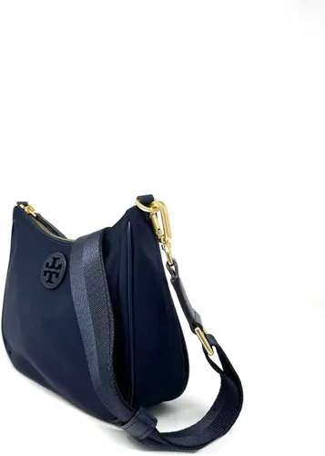 Vista 2 de Tory Burch Bolso tipo hobo de nailon para mujer, Azul Marino, M