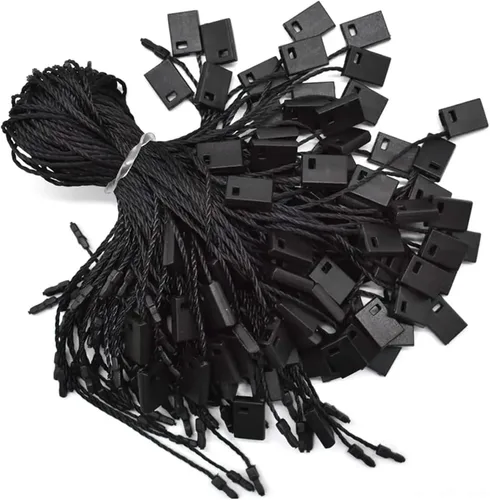 Vista 2 de 2000Pcs Nylon Snap Lock Pin Loop Fastener Hook Ties Easy and Fast to Attach Hang Tag Strings Hangtag Seal Tags(Black)