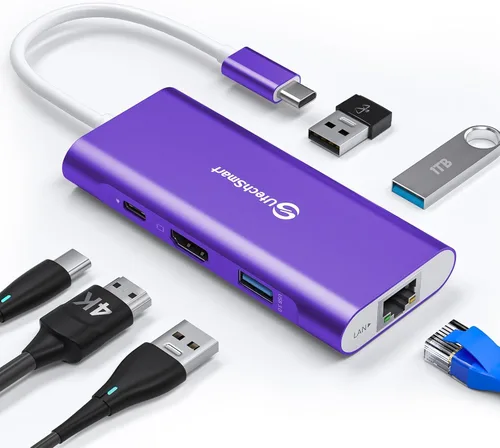Vista 13 de UtechSmart USB C Hub,Ethernet Multiport 6 in 1 USB C to HDMI Adapter Black Negro