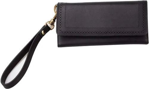 Vista 2 de Allzedream - Correa de pulsera de cuero genuino para cartera, monedero, embrague, teléfono celular, llavero Negro