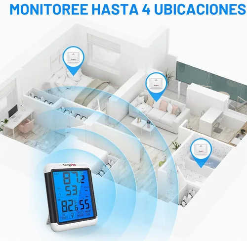 Vista 8 de ThermoPro TP65 Termómetro de Interior y Exterior, Higrómetro Digital Inalámbrico, Monitor de Humedad de Temperatura con Pantalla Táctil Jumbo