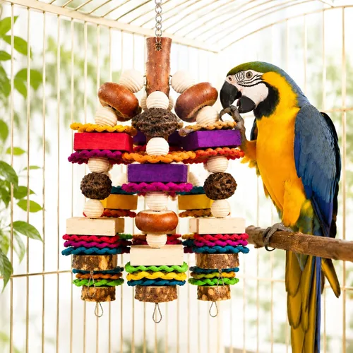 Vista 6 de Large Parrot Toys for African Greys, Macaws, Cockatoo, Bird Chewing Toys