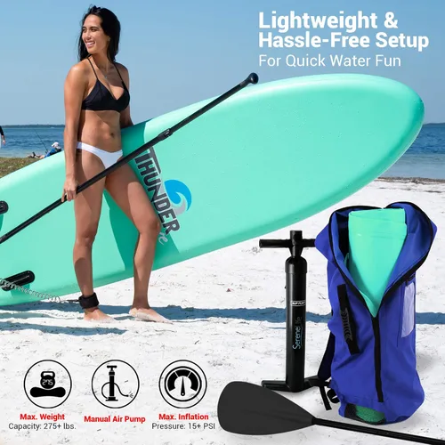 Vista 3 de SereneLife Tabla de remo inflable con accesorios de SUP premium, diseño amplio y estable, almohadilla antideslizante de EVA para jóvenes y adultos
