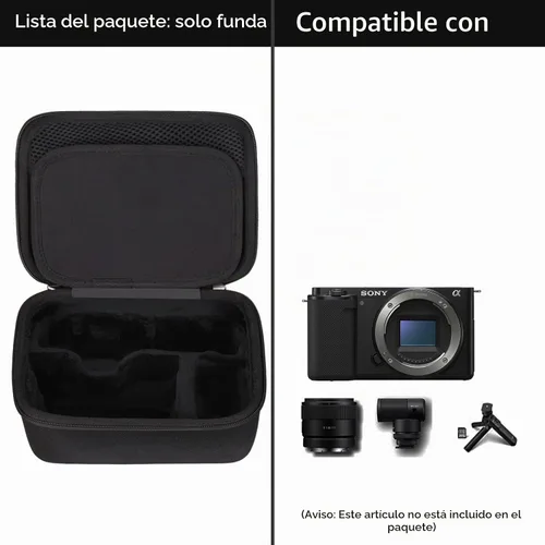 Vista 7 de FBLFOBELI Estuche rígido de almacenamiento EVA para Sony ZV-E10/ZV-E1/ZV-E10 II Vlog cámara digital, para trípode (GP-VPT2BT), micrófono, lente